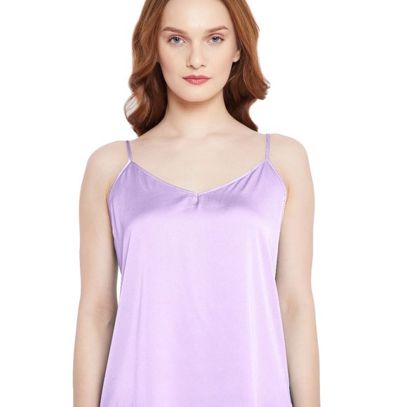 Solid Lavender 2 Pcs Satin Shorts Sleepwear for Women - Picture 4 of 7